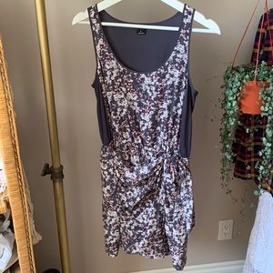 Club Monaco Silk Floral Dress Faux Wrap Front Size 0